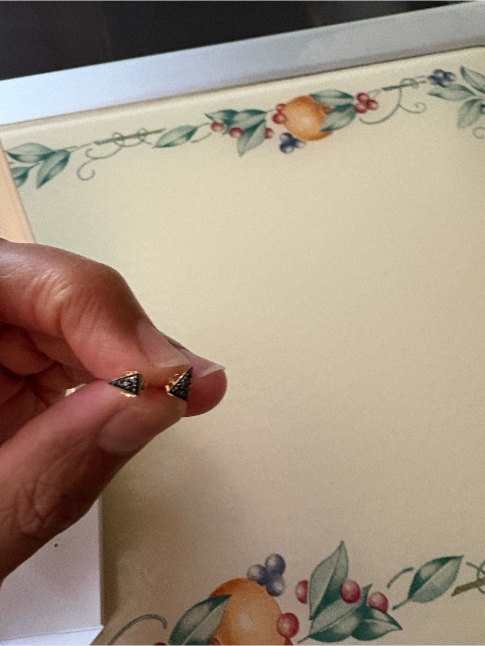 Covet by Stella and Dot Renegade Black Diamond Triangle Studs, NWT - Picture 6 of 8